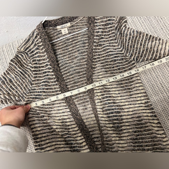 Style & Co Jacquard Fringe Duster long knit open front Cardigan XS neutral - Picture 5 of 9